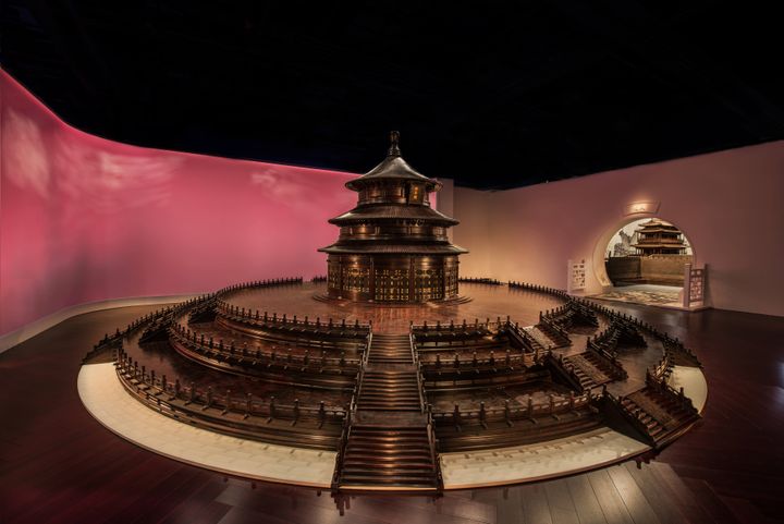 exhibit  red sandalwood art exhibition of old beijing city gates  3 3