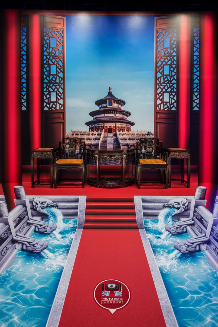 exhibit  red sandalwood art exhibition of old beijing city gates  3 6