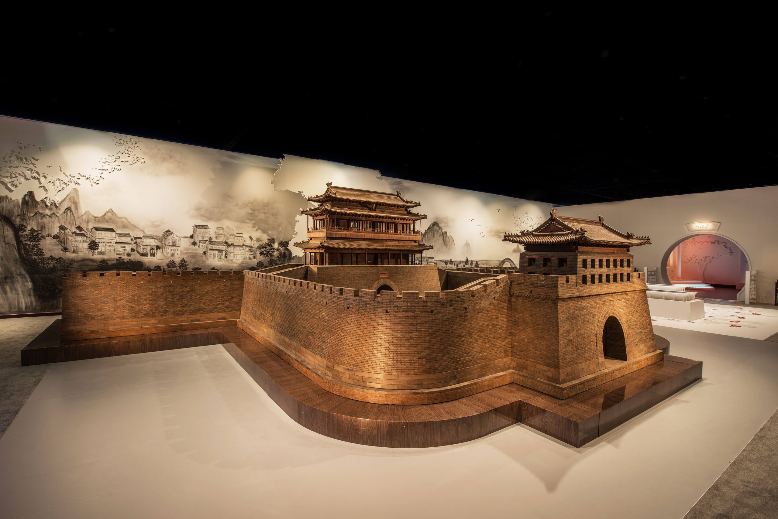 exhibit  red sandalwood art exhibition of old beijing city gates  3 1